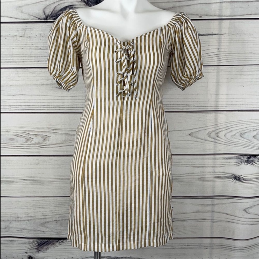 Hayden Brown and White Striped Mini Dress